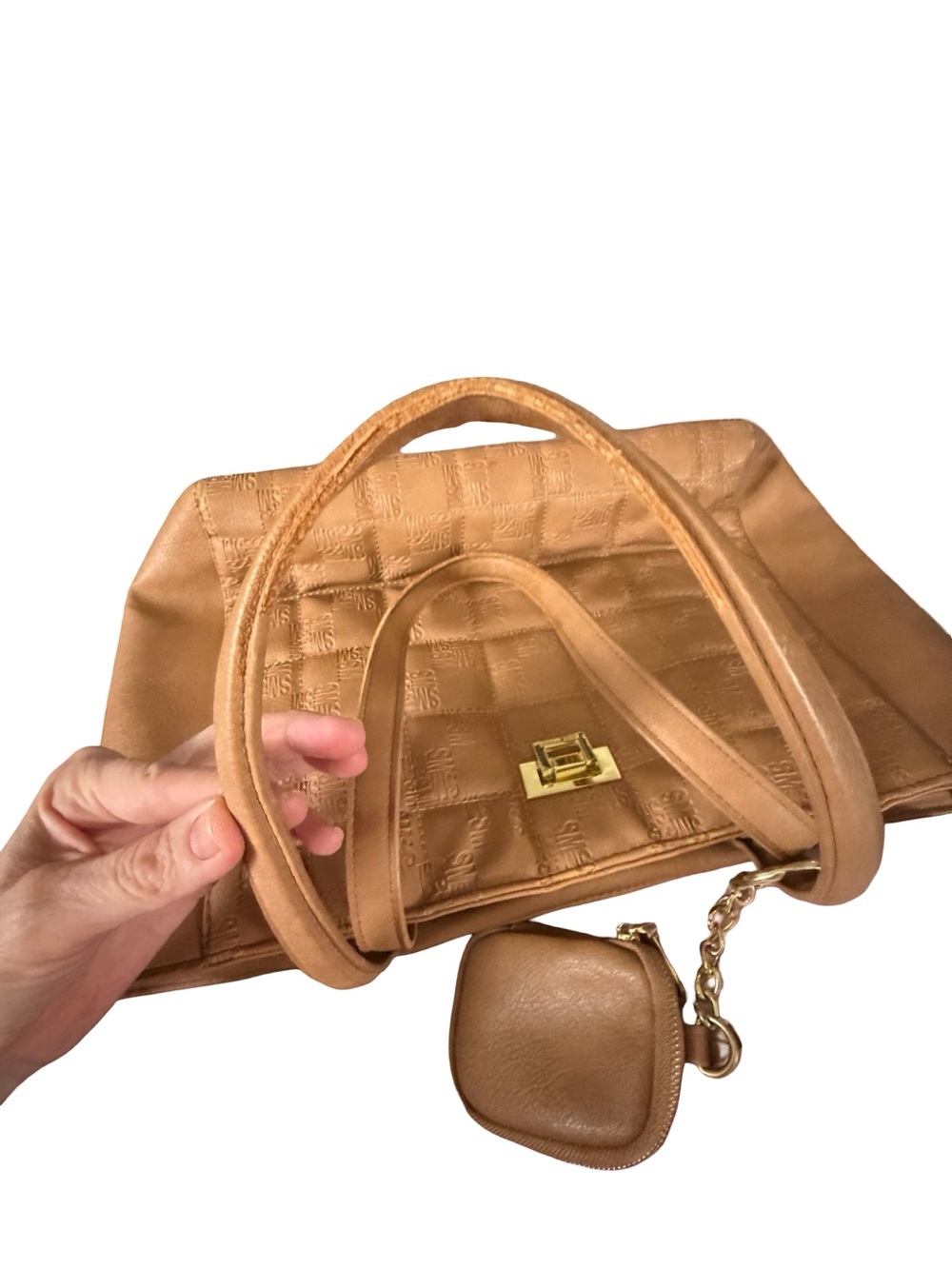 Steve Madden Tan Quilted Tote with Detachable Pouch - Picture 12 of 13